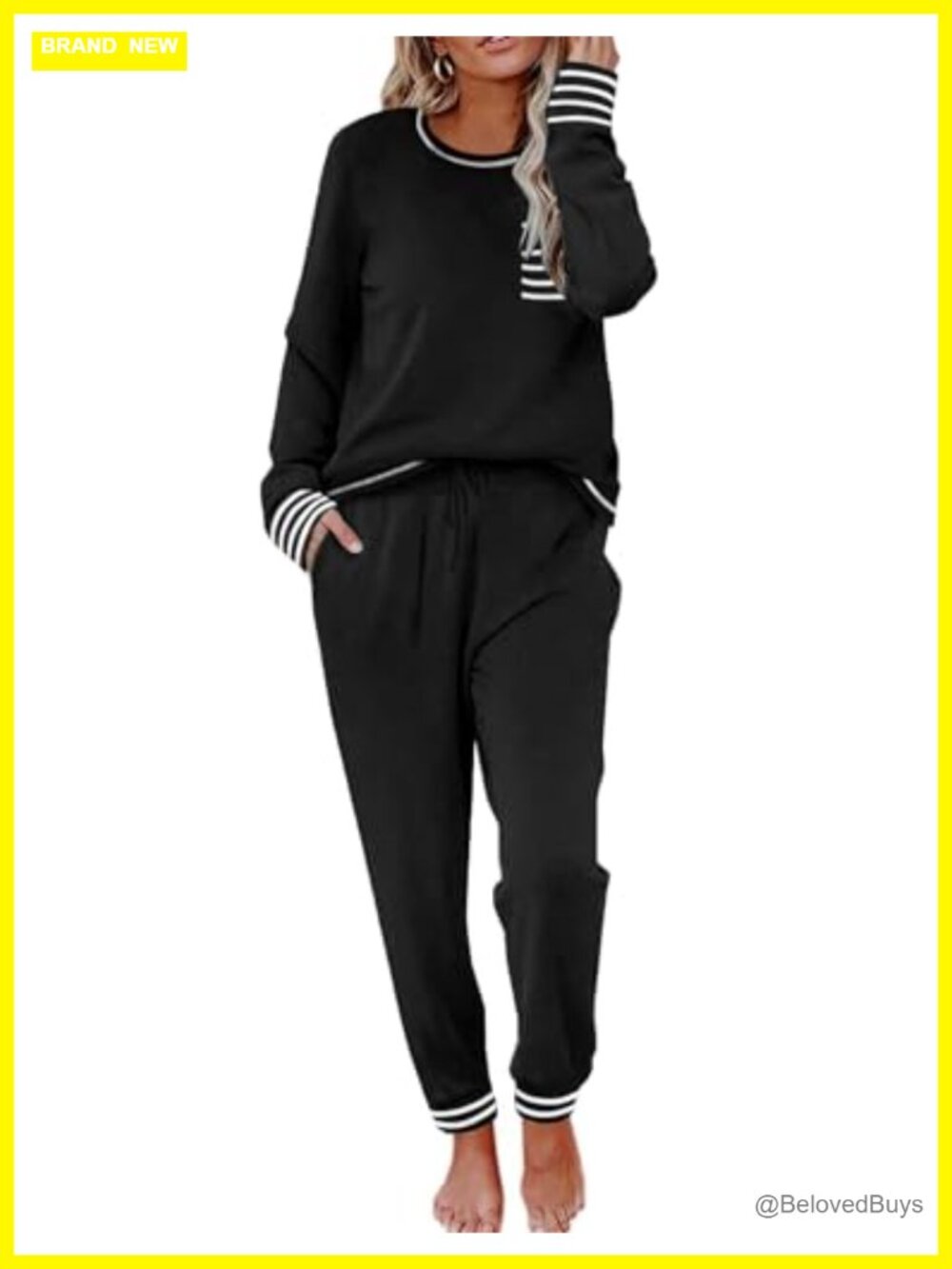 Ekouaer Women's Long Sleeve Pajama Set Soft 2 Piece Lounge Jogger